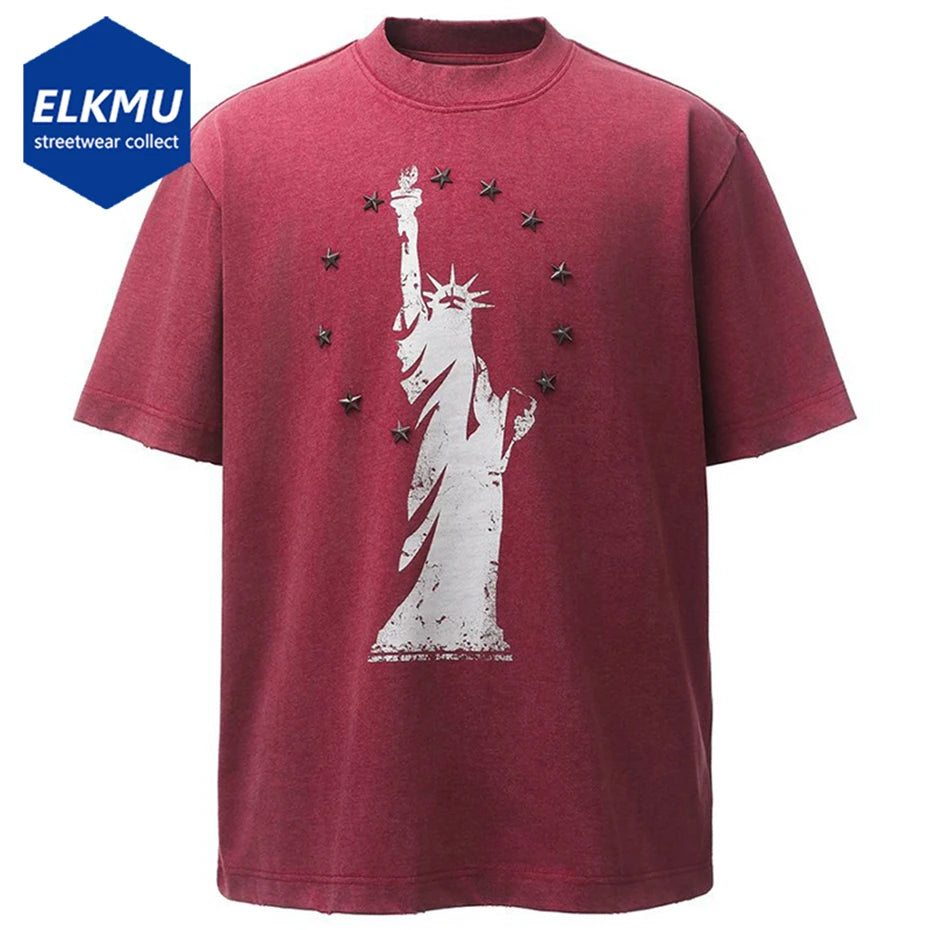 Metal Star Graphic Streetwear Oversized T Shirts
