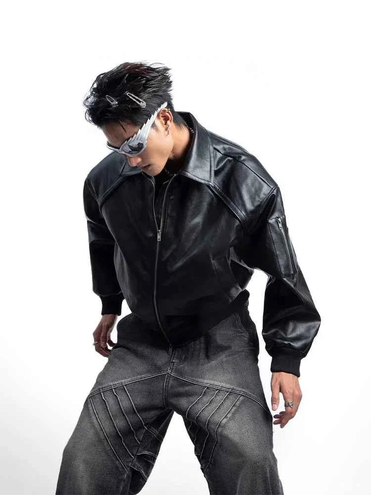 Men's Stylish Zipper Faux Leather Jacket