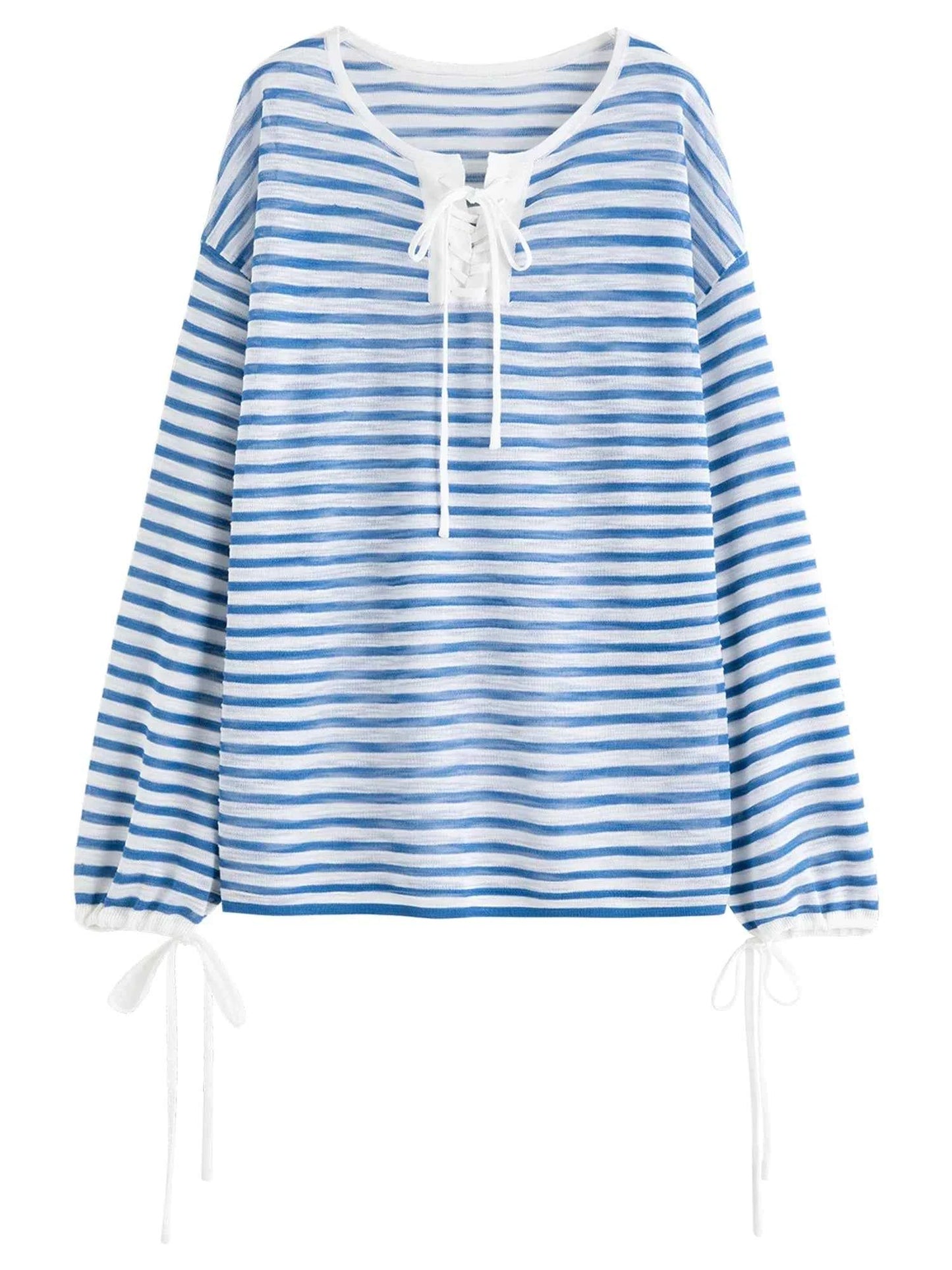 Elegant Striped French Holiday Long-Sleeved T-Shirt