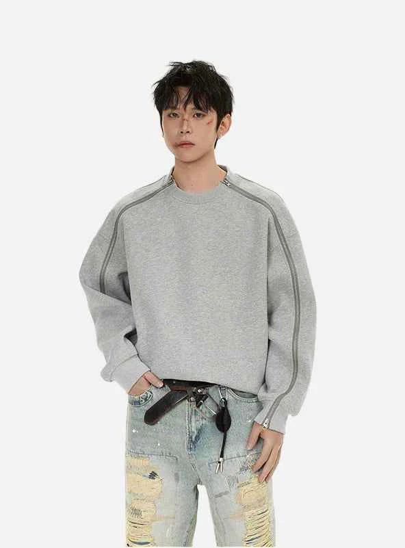 Plush Retro High Street Zipper Sweatshirt
