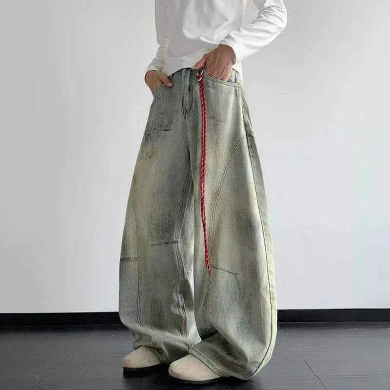 Plush Tie-Dyed Wide Leg Denim Jeans