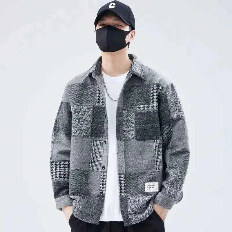Classic Stylish Color Block Loose Lapel Jacket