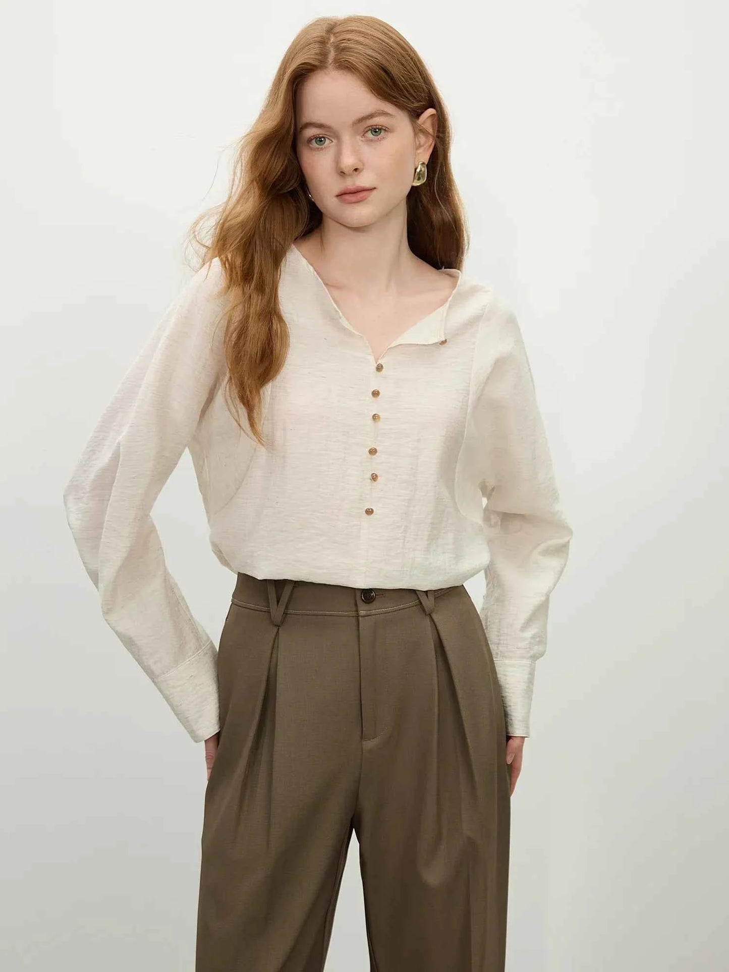 Women Classic Relaxed Fit V-Neck Linen Cardigan