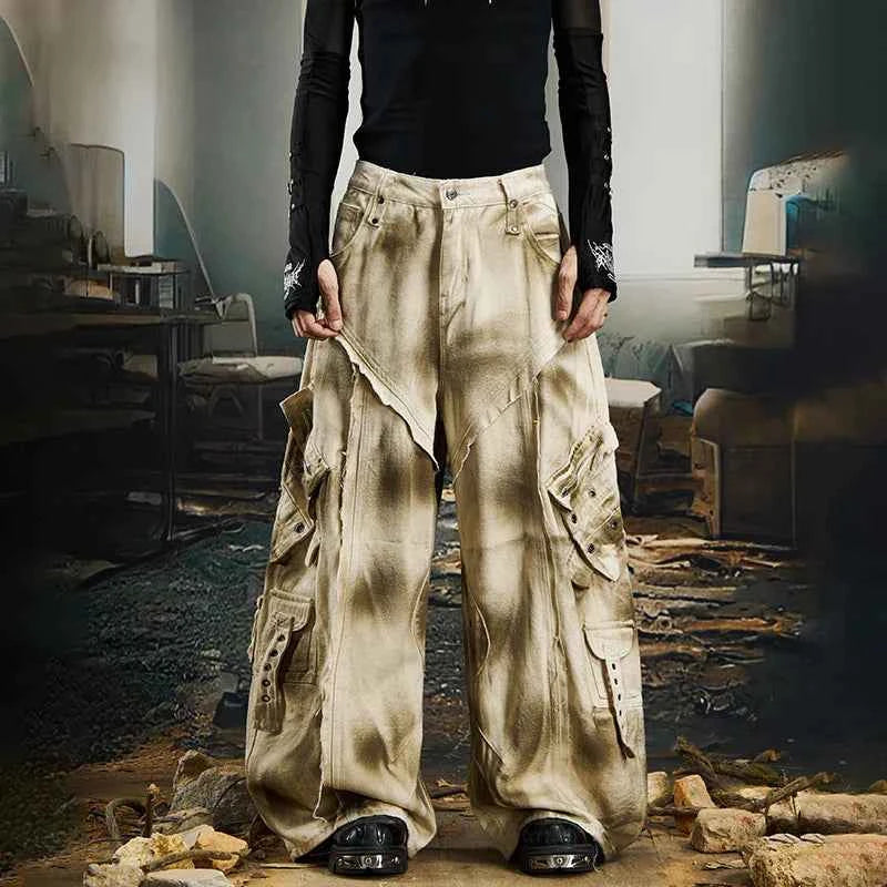 Original Burr Edge Tie-Dyed Cargo Jeans