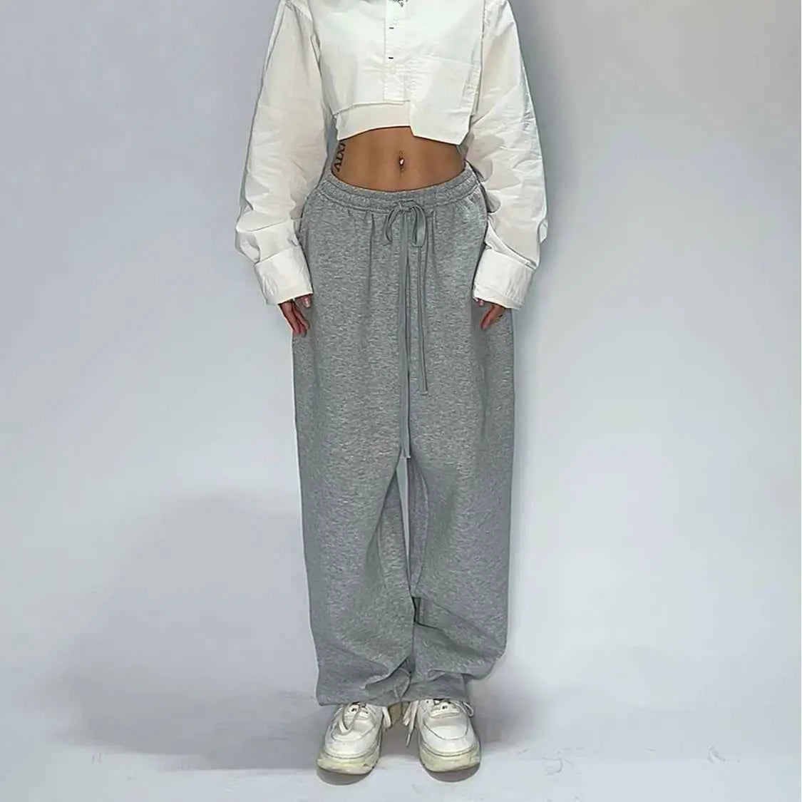 Women Streetwear Retro American Loose Straight Sweatpants