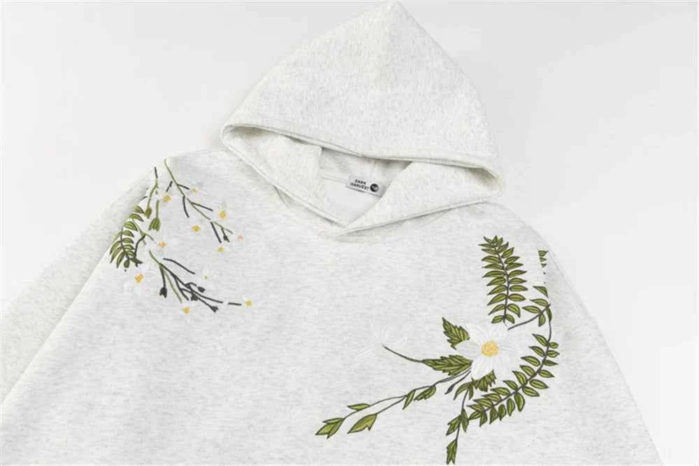 High-Quality Embroidered Flower Hip Hop Hoodie
