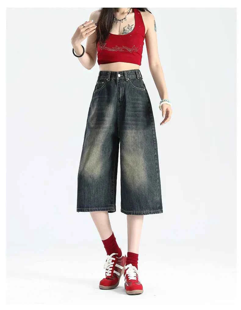 Blue Vintage High Waist Denim Short