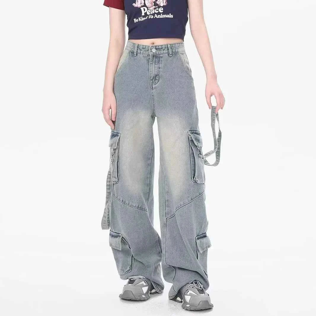 Vintage Cool Distressed Loose Fit Cargo Jeans