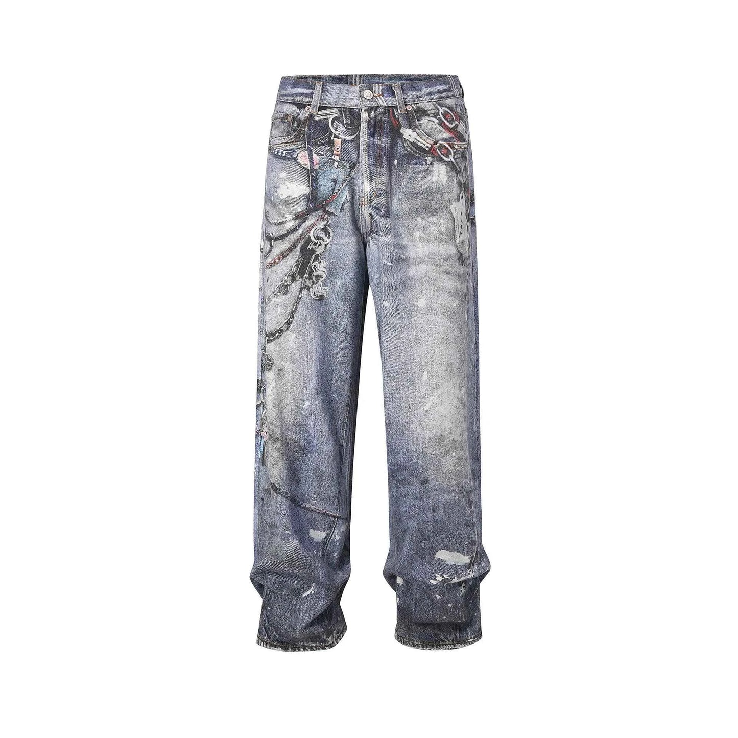 Elevated Luxury Loose Fit Digital Graffiti Jeans