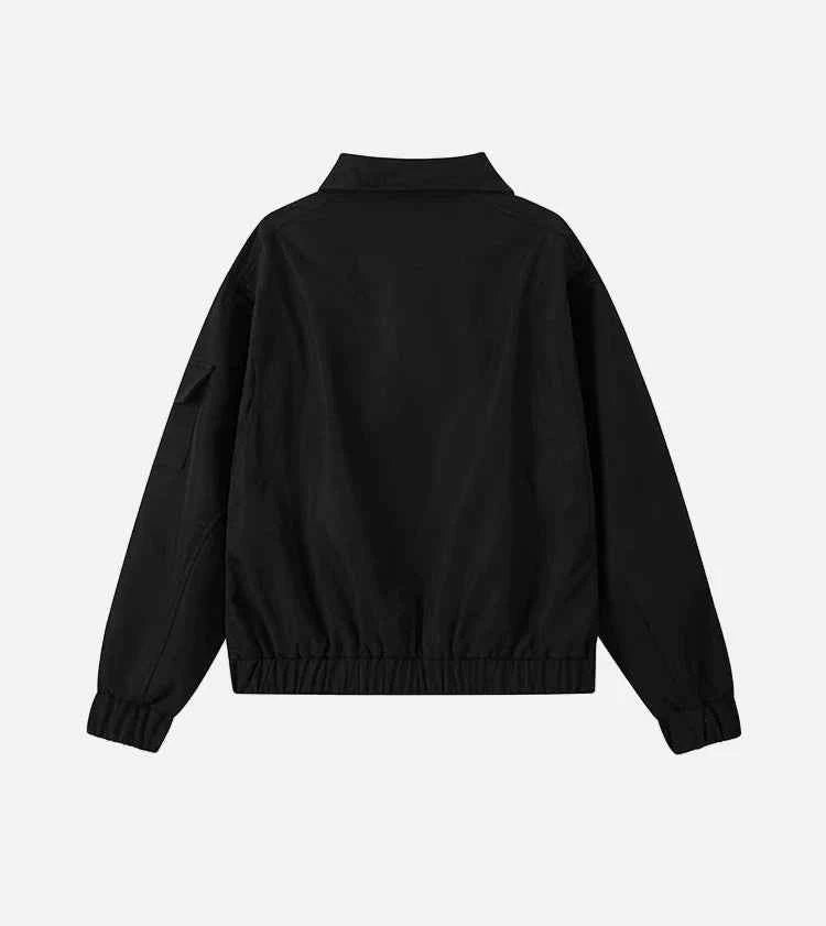 Spring Solid Color Double Pockets Zipper Jacket