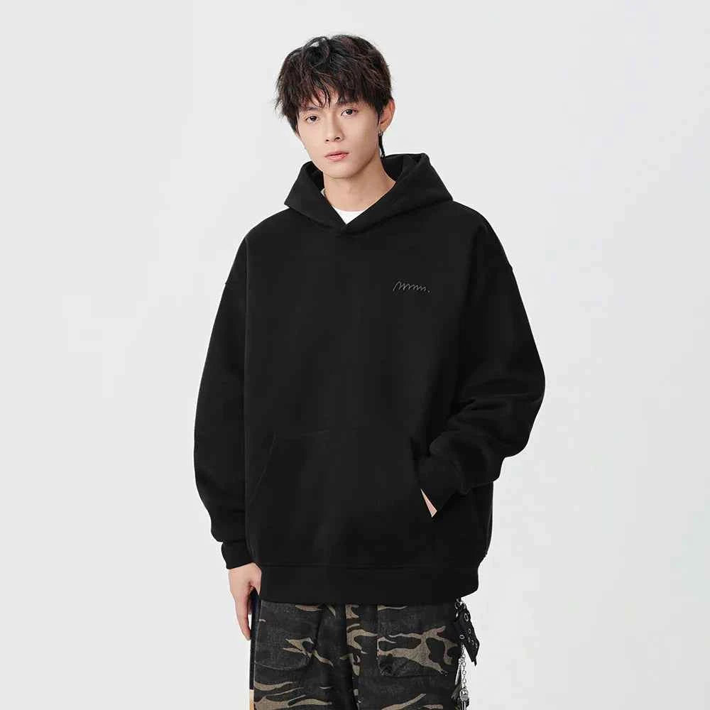 Minimalist Embroidered Logo Casual Hoodie