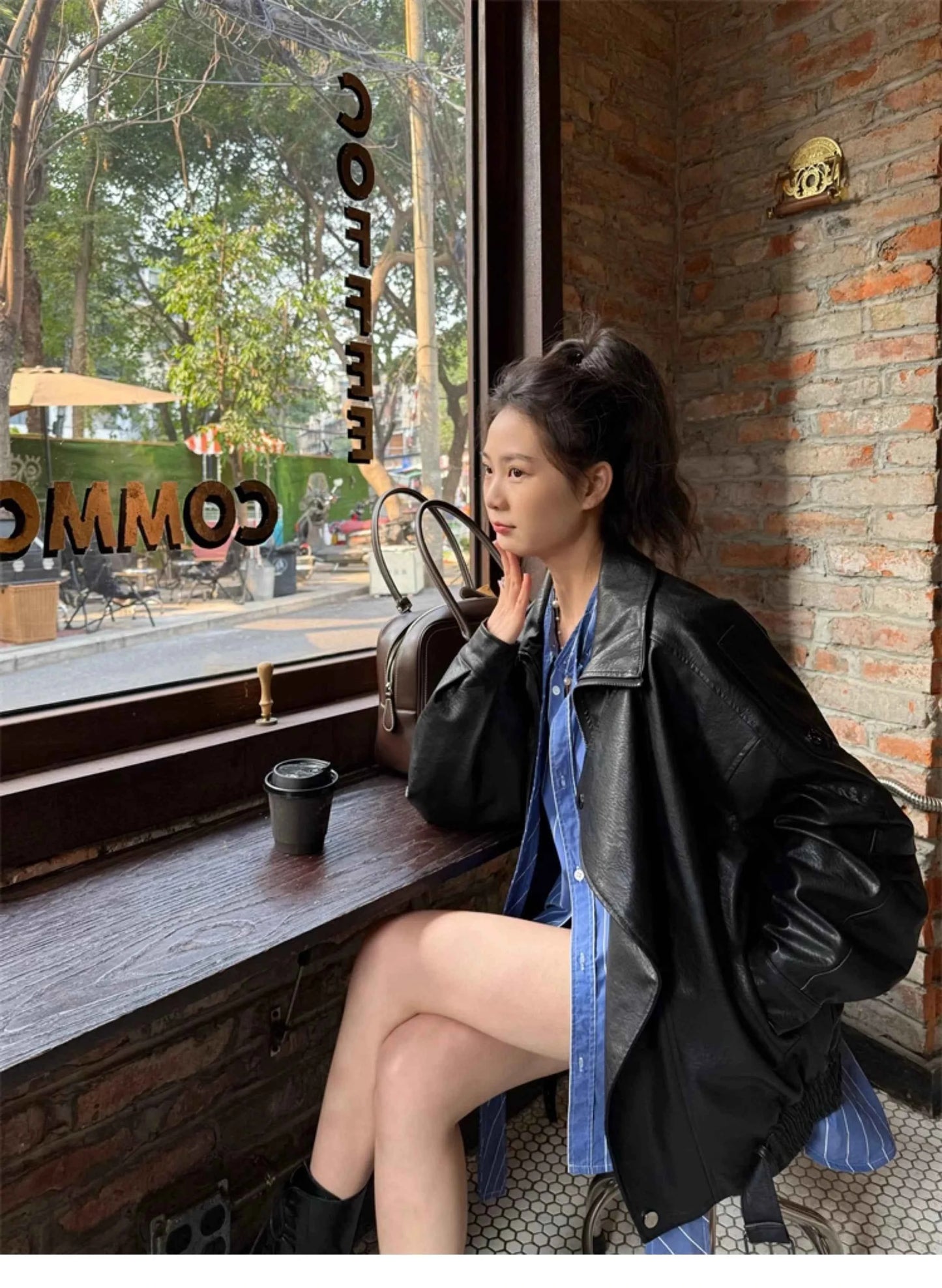 Women Cool Spring Black Leather Jacket