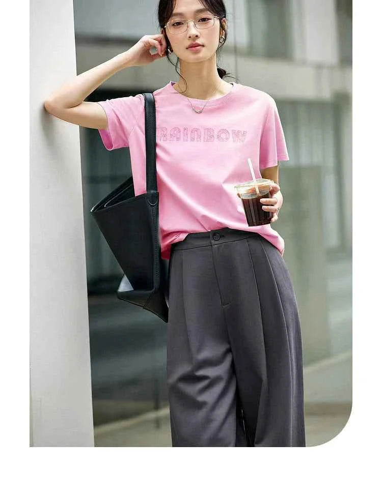 Embroidered Summer Cotton Blend Women T-Shirt