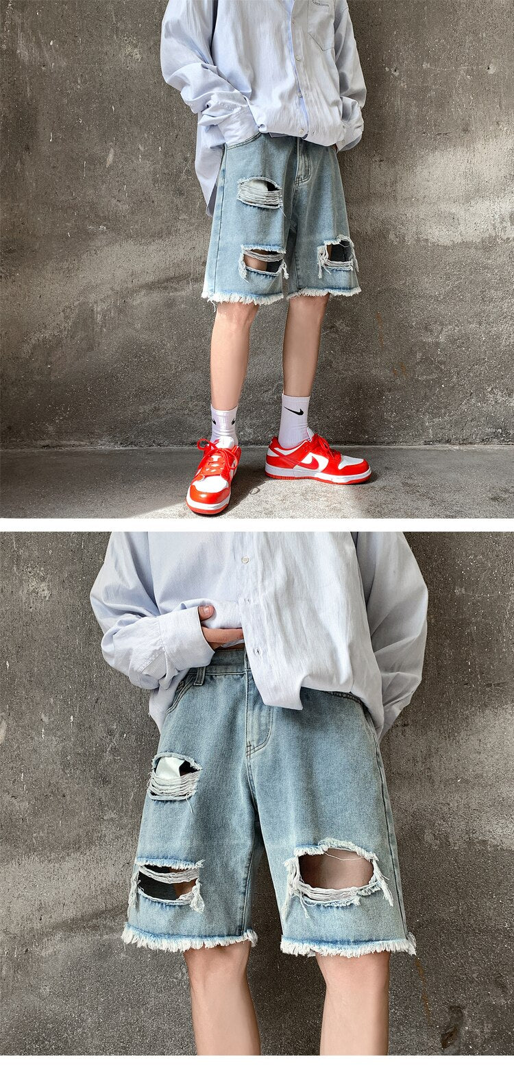 Denim Ripped Jeans Shorts