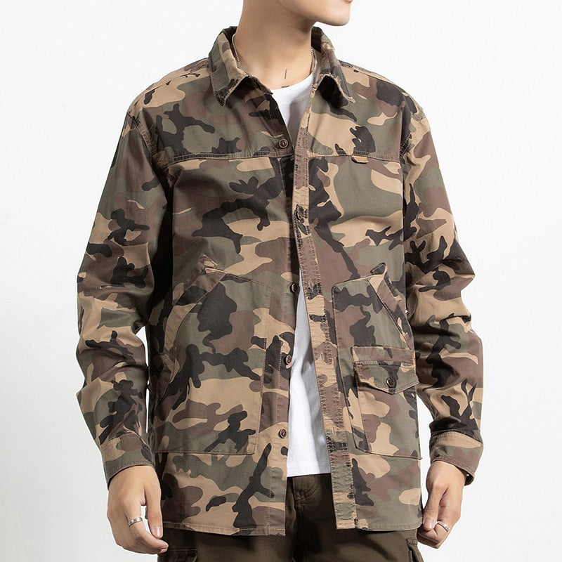 Classic Safari Camo Style Patch Pocket Jacket
