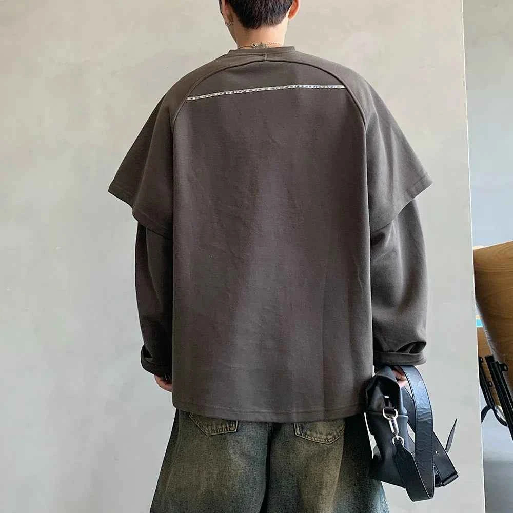 Oversized Lightweight Fake Two Piece Sweatshirt