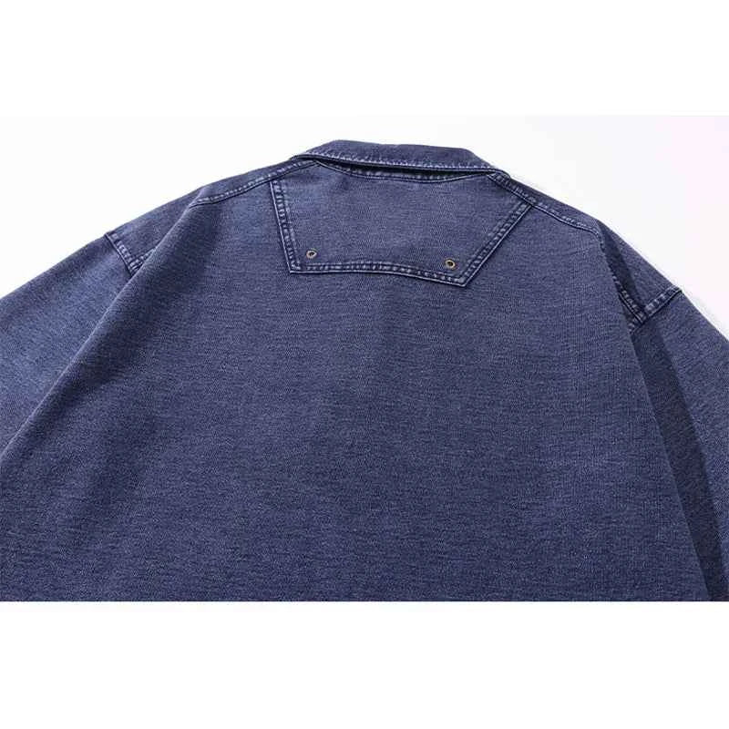 Men Stylish Casual Knitted Denim Polo T-Shirt