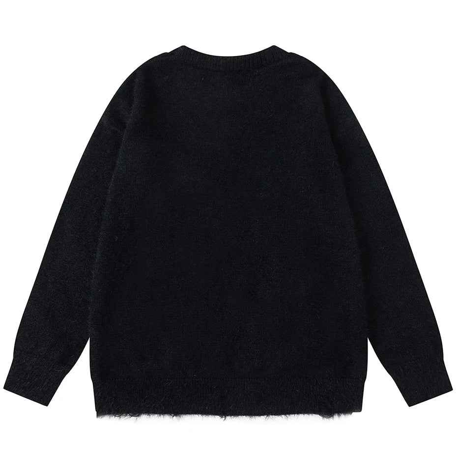 Women Effortless Oversized Ripped Knit Sweater