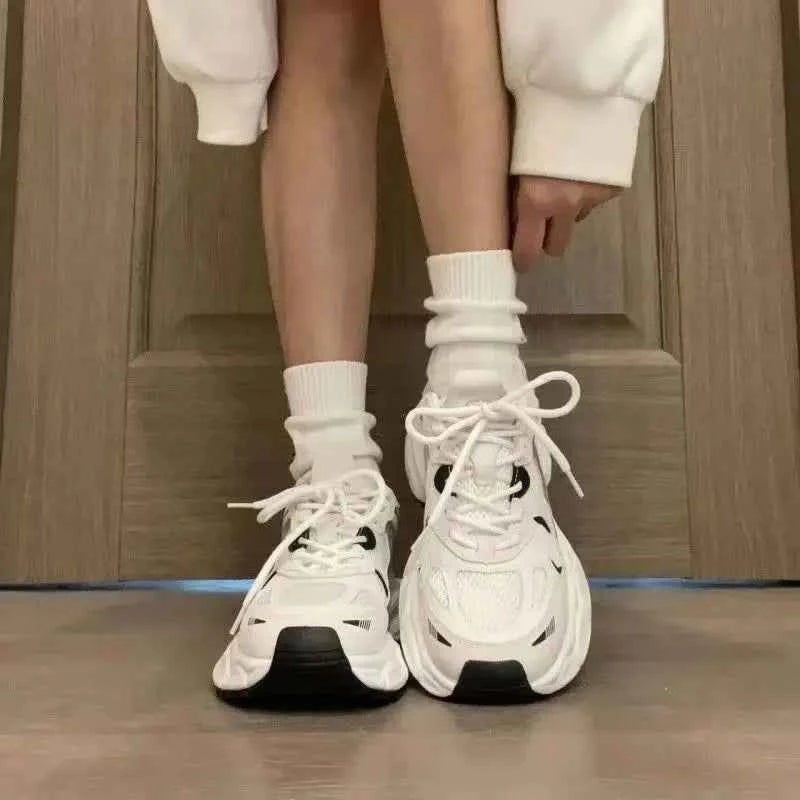 Breathable Chunky White Platform Sneaker