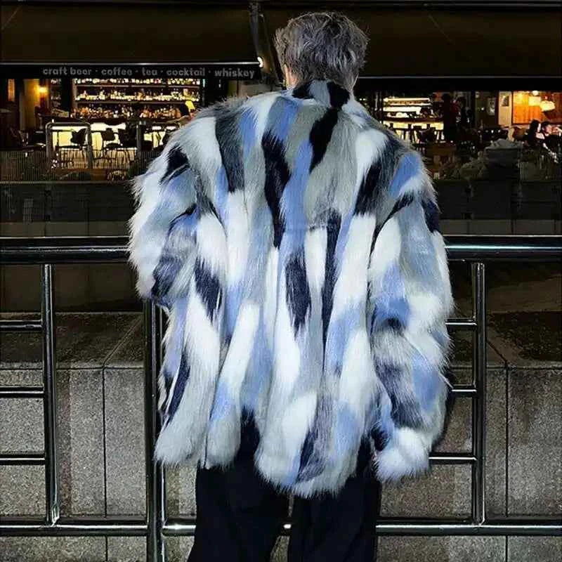 Luxurious Color Contrast Imitation Fur Jacket
