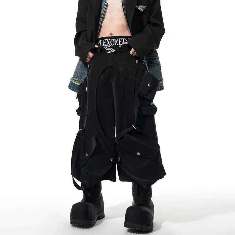 High Street Stylish Patchwork Straight Baggy Jorts