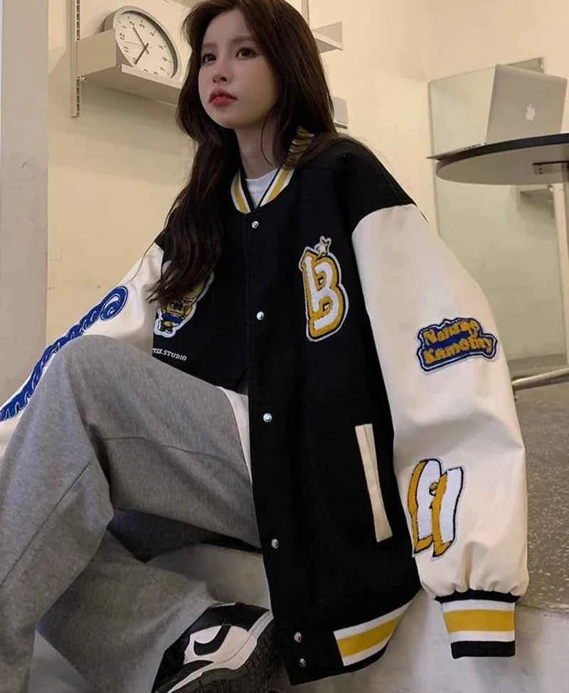 Women American Style Baseball Embroidered Jacket