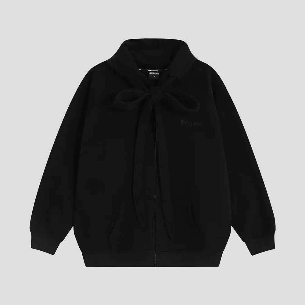 Casual Strap Design Velvet Hooded Sweatshirt