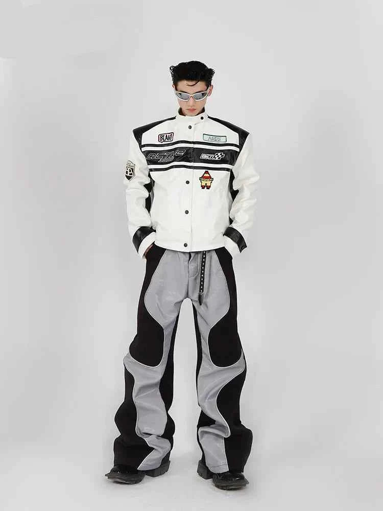 Streetwear Long-lasting Luxury Patchwork Leather Pants