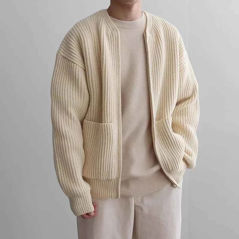 Men's Classic Handsome Cozy Knit Zip-Up Sweater