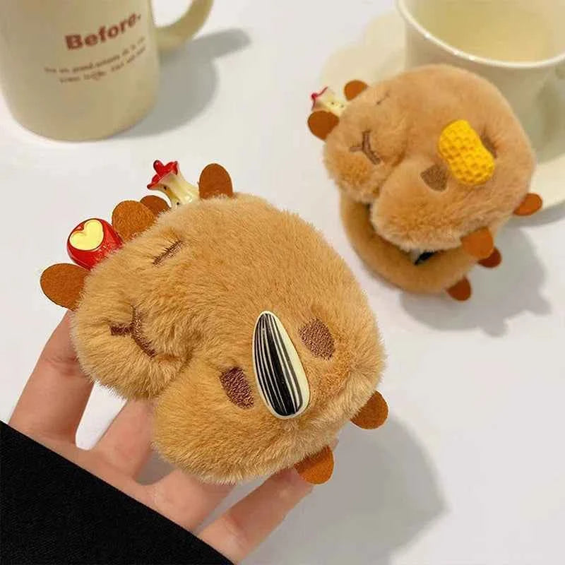 Adorable Cartoon Capybara Plush Hair Clips