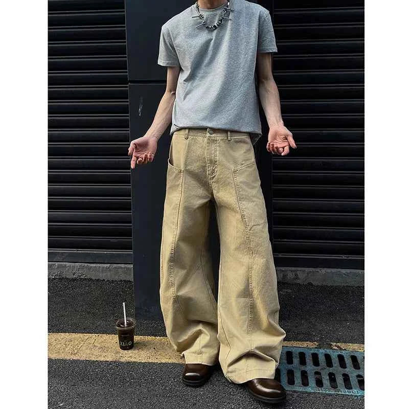 Vintage High Waist Khaki Cargo Jeans
