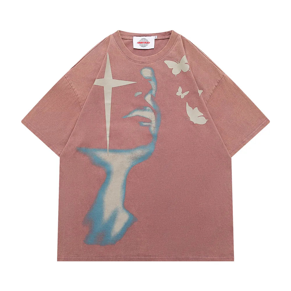 Face Graphic T-Shirt - Surrealist Portrait Luxury Streetwear Tee | LuxuryUrbanwear