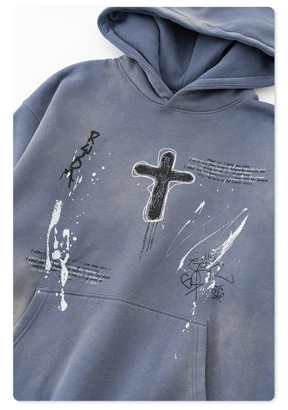 Crucifix Cross Graphic Pullover Hoodie