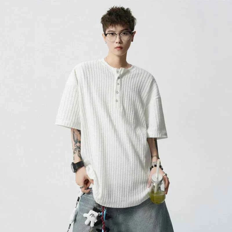 Cool Button Design Solid Color Round T-Shirt