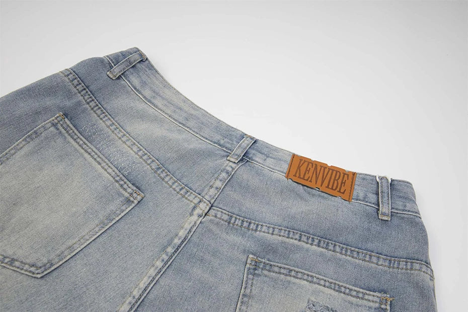 Rhinestone Denim Ripped Shorts