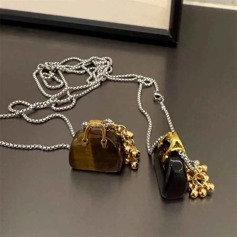 Luxury Beaded Stone Pendant Necklace