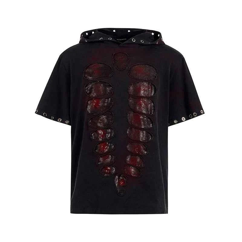 Insulated Contrast Color Sequins Hooded T-Shirt