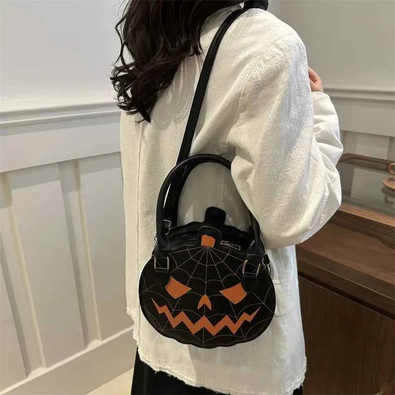 Color Blocking Halloween Pumpkin Shoulder Bag