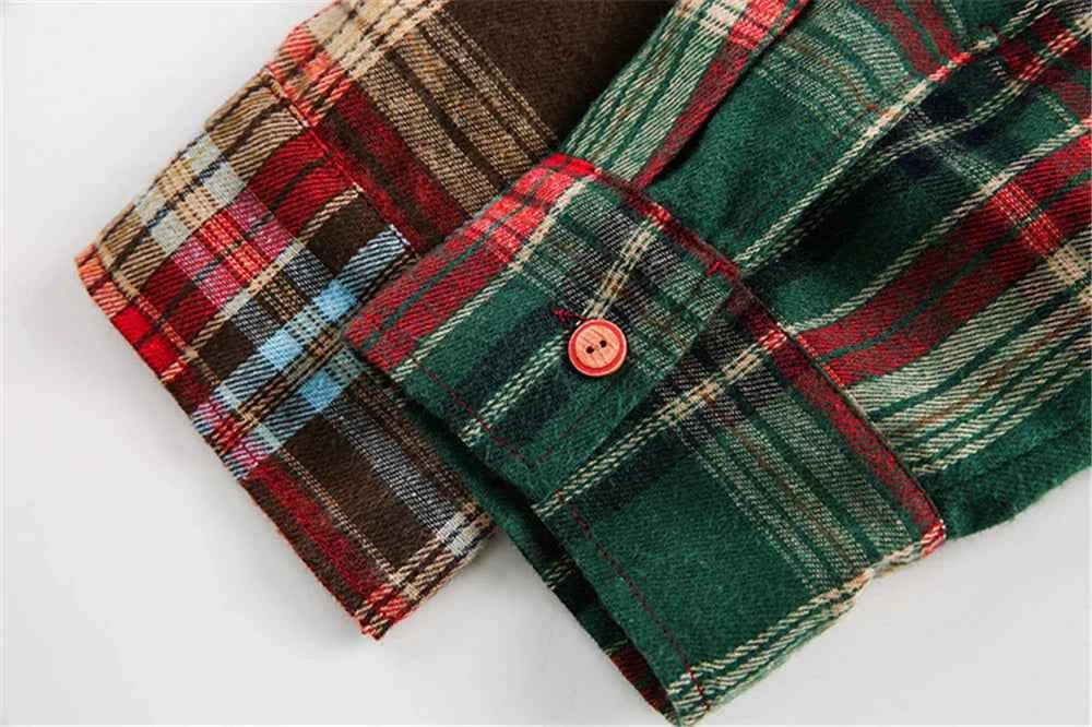 Breathable Plaid Hip Hop With Pockets Long Sleeve Shirt