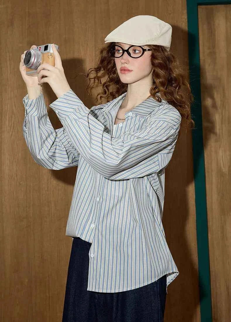Relaxed Fit Casual Stripe Long Sleeve Shirt