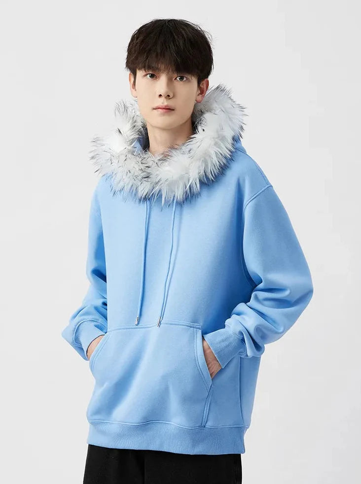 American Heavyweight Fleece Lined Fur Hoodie - Luxuryurbanwear