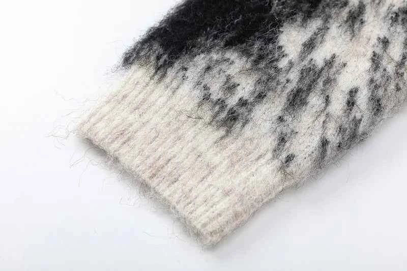 Streetwear Gradient Ombre Fuzzy Knit Sweater