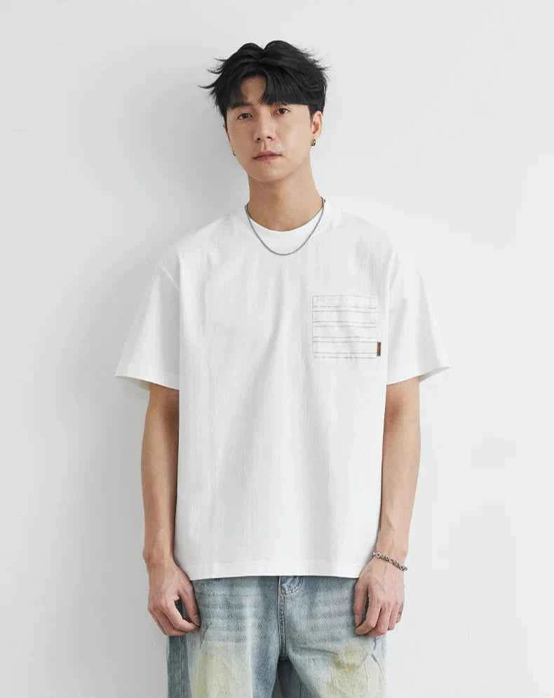 Korean Stylish Pocket Stitch Short Sleeve T-Shirt