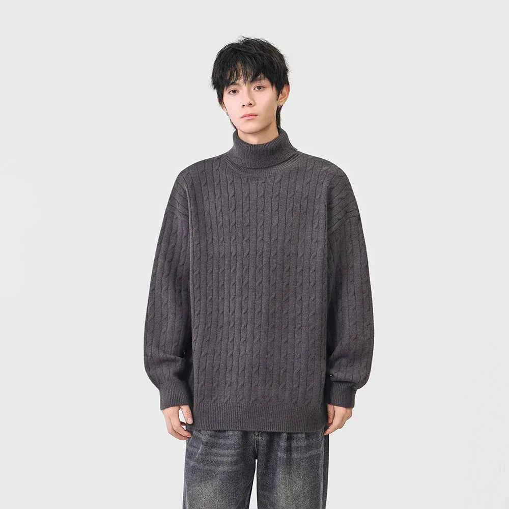 Cozy Cable Knit High Neck Turtleneck Sweater