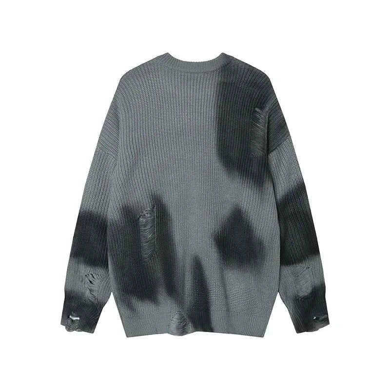 Lightweight Distressed Hip Hop Tie Dye Knit Sweater