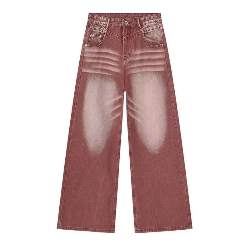 Streetwear Red High Street Style Casual Jeans