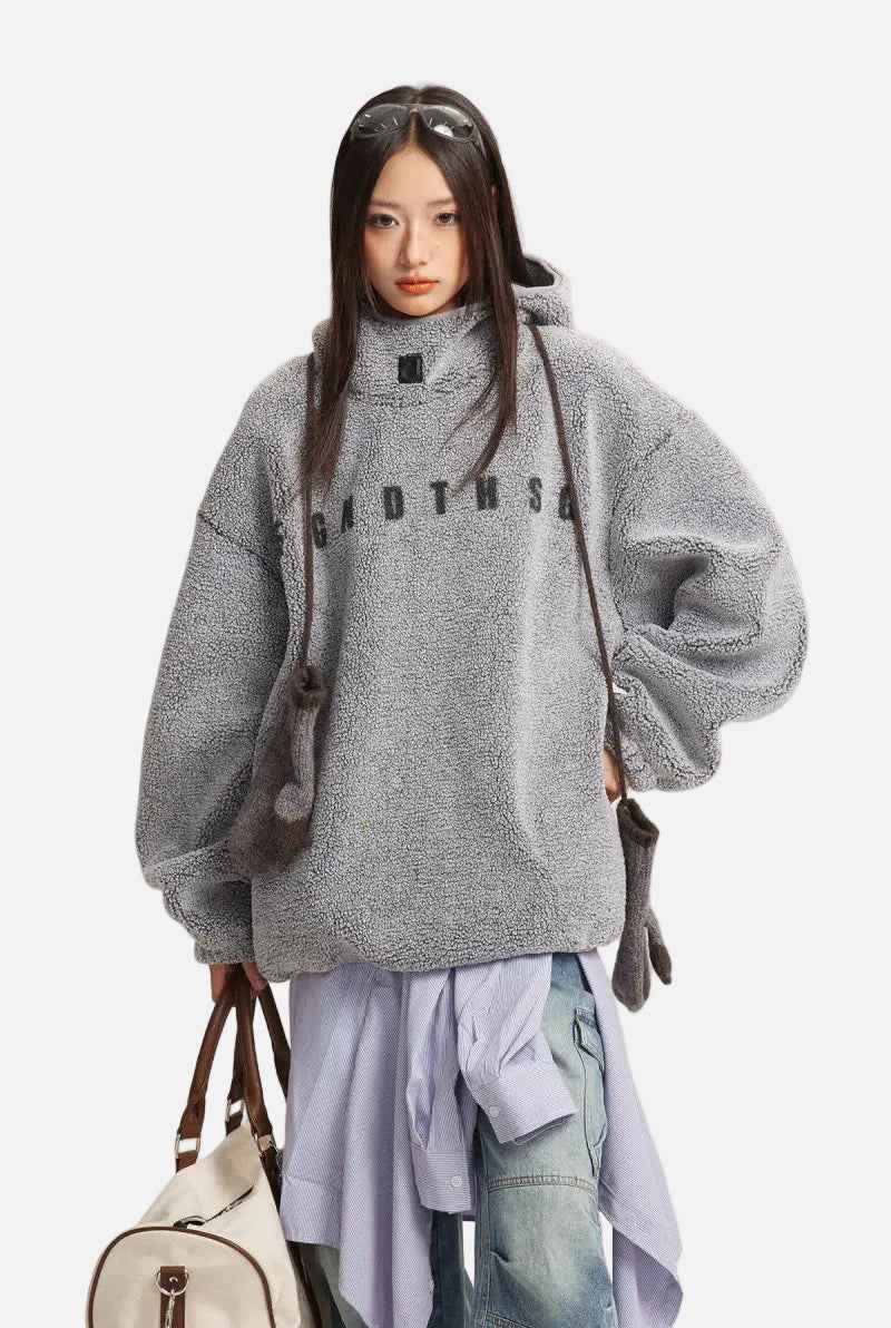Y2K Cozy Oversized Fleece Faux Fur Hoodie