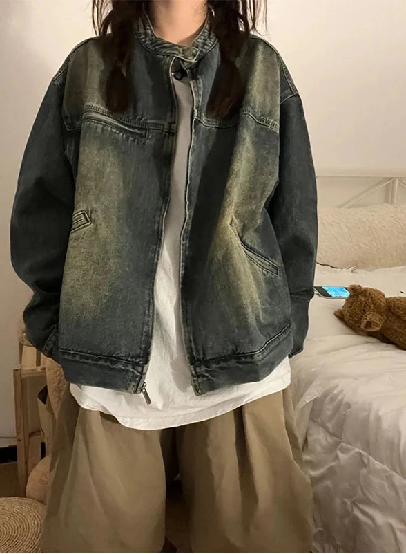 Oversized Vintage Casual Denim Jacket - Luxuryurbanwear