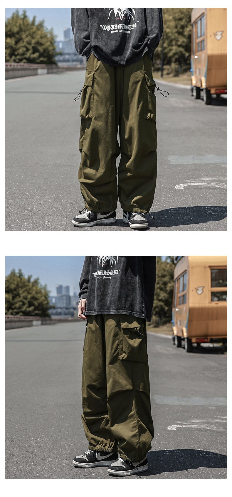 Straight Elastic Ankle Style Baggy Pants
