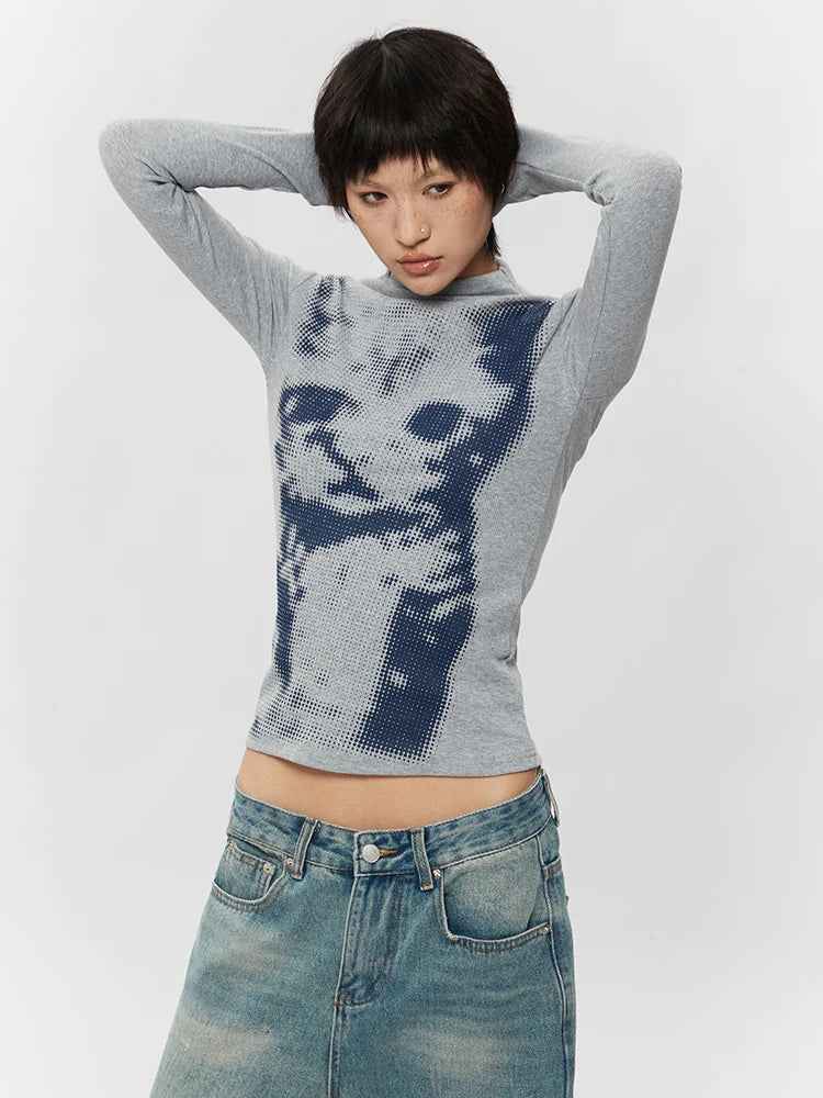 Graphic Cat Print Long Sleeve T-Shirt
